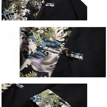 Camicie da uomo ricamate 2026 primavera stile cinese retrò colletto alla coreana giacca in cotone e lino cardigan da uomo Kungfu allentato casual Top