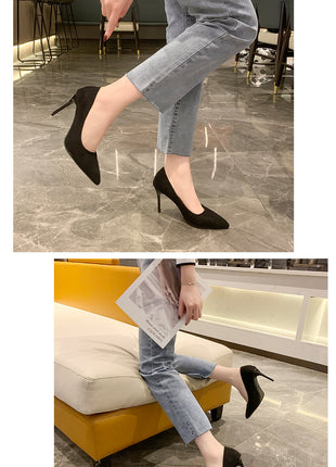 Donne Nuovi Sandali Con Tacco Medio Nero 6-8-10 cm A Punta Tacco Sottile Baotou Banchetto Scarpe Con Tacco Alto Scarpe Da Donna Tacones Mujer