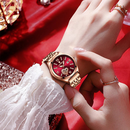 POEDAGAR Orologi di lusso da donna Orologio da donna impermeabile con data luminosa in acciaio inossidabile Orologio da polso da donna al quarzo alla moda elegante platinumshop