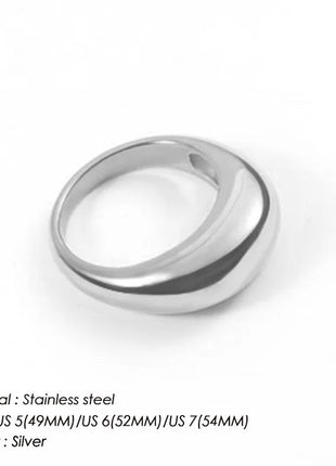 e-Manco Fashion Simple Stainless Steel Rings for Women Arc Rings Jewellery Geometric Ring Size 5 6 7 8 PlatiNum