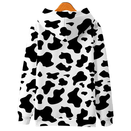 Black White Cow Pattern Hoodie Hooded Sweatshirt Hoodie Cosplay Costume New Fleece Harajuku Jacket and Coat Men Women Clothing