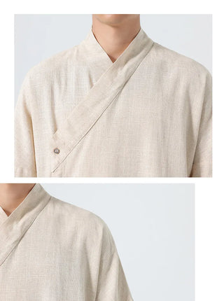 Camicie Estive 2026 da Uomo, Stile Cinese Retrò Tradizionale in Lino Traspirante, Abbigliamento Maschile per Kung Fu e Tai Chi, Bluse Casual Stile Tang