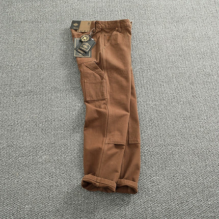 2025 Spring and Autumn New American Retro Heavyweight Patchwork Cargo Pants Men's Fashion Multi-pocket Casual Loose Trousers