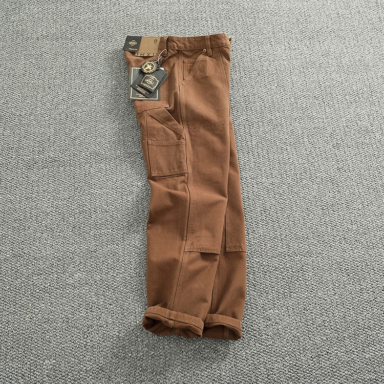 2025 Spring and Autumn New American Retro Heavyweight Patchwork Cargo Pants Men's Fashion Multi-pocket Casual Loose Trousers