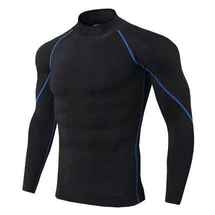 Men Compression Long Sleeve T Shirt Sportswear Male Skinny Tshirt Elastic Track Tracksuit Clothing Gyms Fitness T-shirt For Men PlatiNum