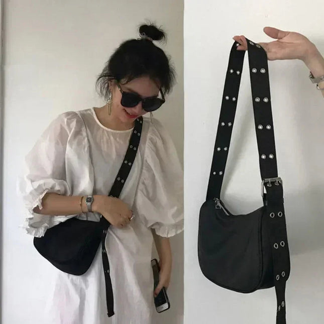 Women Armpit Bag New Nylon Bucket Fashion Solid Zipper SOFT Shoulder Bag Purses and Handbags Luxury Designer Black Tote Bag PlatiNum