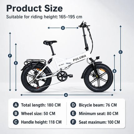 Bicicletta elettrica pieghevole PULUMA FM2.0 con motore da 500W, batteria rimovibile 48V15AH, pneumatici all-terrain da 20*4 pollici, e-bike da montagna per adulti, velocità 25-40km/h, freni a disco idraulici a 7 velocità,