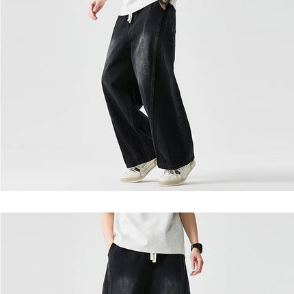 Pantaloni in denim Hip Hop da uomo High Street Autunno Pantaloni a gamba larga Uomo Casual Harajuku Jeans dritti Uomo Pantaloni cargo oversize larghi