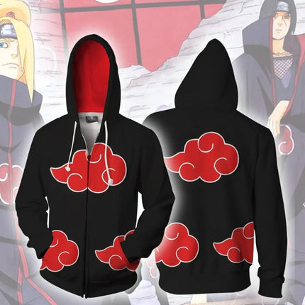 Anime Narutos Zipper Hoodie Cosplay Peripheral Digital Printing Hooded Cardigan Adults Children Daily Necessities