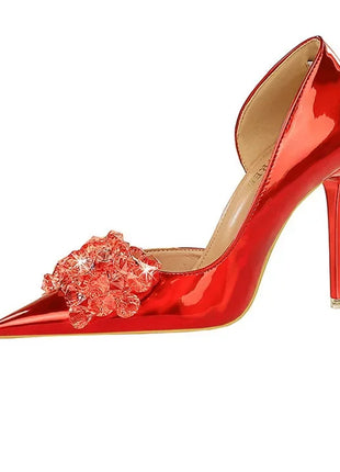 BIGTREE Scarpe con fiocco in strass Décolleté da donna Scarpe da banchetto di lusso Tacchi alti sexy Scarpe da festa con tacco a spillo da donna di grandi dimensioni 41 42 43
