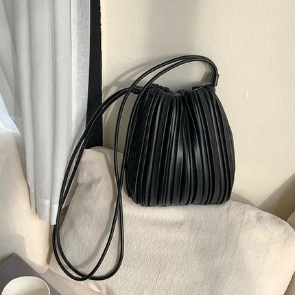 Summer Fashion New Crossbody Bag Women's PU Single Shoulder Mini Bag Luxury Versatile Pleated Casual Small Square Bag Handbags PlatiNum