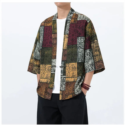 Camicie Uomo Yukata Cosplay Kimono Giapponese Retrò, Camicie Etniche Stampate da Uomo, Camicie in Lino Moda Donna, Blusa Oversize Haori