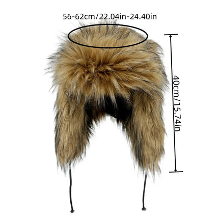 Y2K Fluffy Popular Russian Female Round Earflap Cap Faux Fur Winter Warm Hat For Women Faux Fox Raccoon Fur Beanies Bomber Gorra