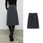 TOYOUTH Women Midi Skirts 2025 Winter NewAsymmetric Dark Gray Speckled Wool Blend Office Pencil Midi Skirt PlatiNum