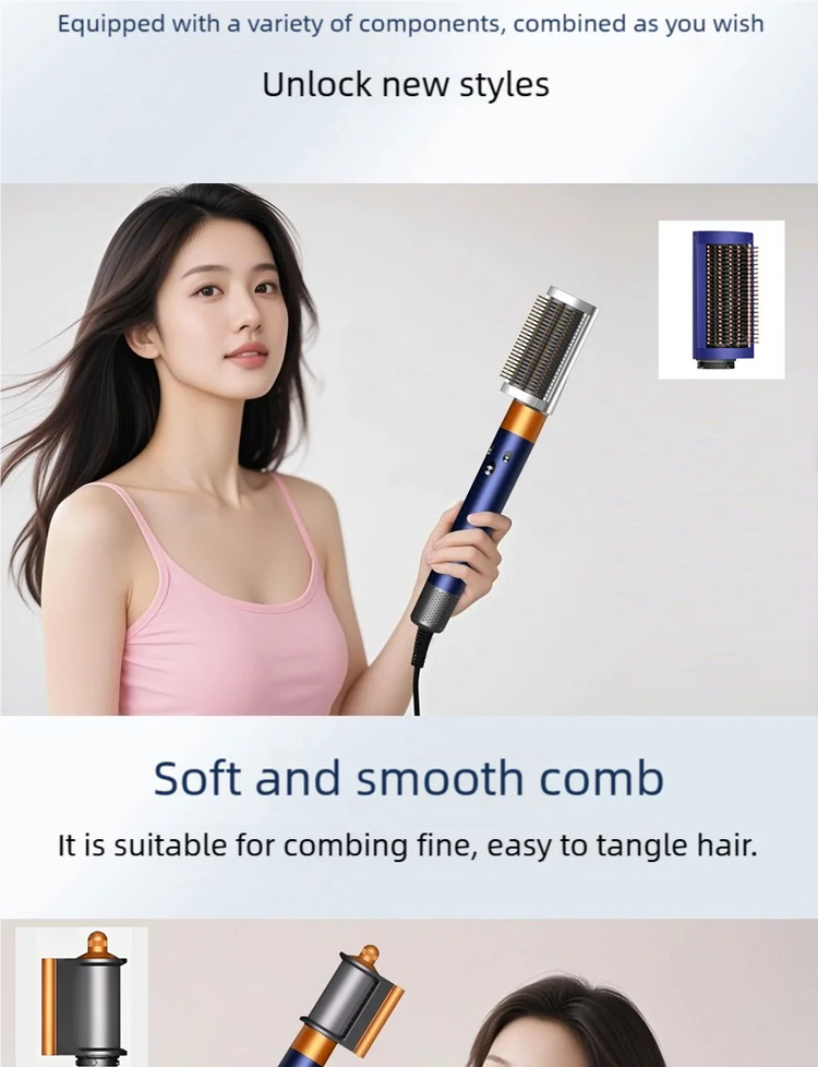 7-in-1 Multifunctional Hair Dryer 110,000 RPM High-Speed Hair Care Negative Ion Hair Dryer Quick Drying, Automatic Curling Set