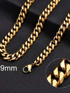 3-11MM Classic Cuban Chain Necklace for Men Women,Silver Black Gold Grey Color Stainless Steel Chain