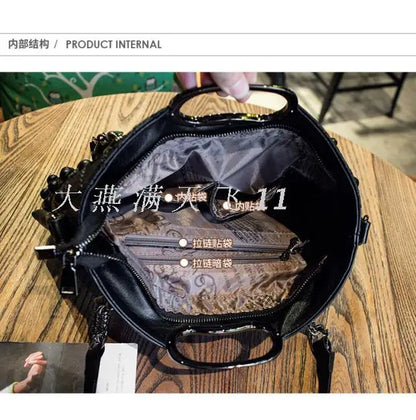 2025 new Genuine Leather Women's Handbags Fashion Soft Lady Tote Bag Shoulder Messenger Bag Large Capacity Portable Rivet Bags