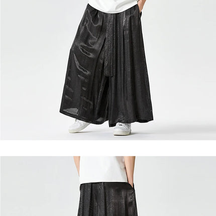 Pantaloni a gamba dritta Pantaloni a gamba larga floreali con superficie in raso retrò stile cinese Pantaloni casual larghi da uomo Comodi e traspiranti