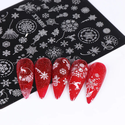 1 PC Nail Stamping Plates Christmas French Xmas Steel Printing Stencil Snowflakes Nail Stamp Templates Nail Art Manicure Tools