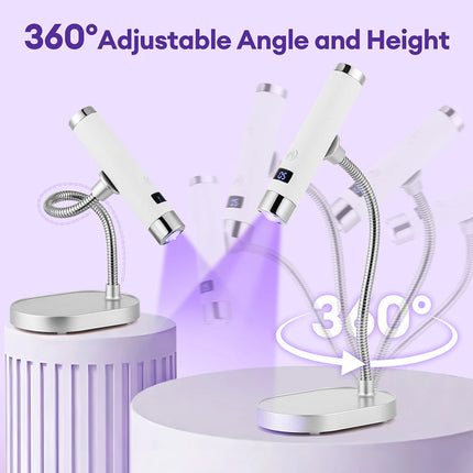 Rechargeable AI Sensor UV LED Nail Lamp Flexible Hose Dual Mode Touch Induction Desktop Handheld Gel Nail Lamp