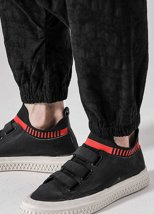 Pantaloni a gamba larga da uomo in cotone e lino casual oversize Harajuku pantaloni alla moda da uomo samurai giapponese retrò Ukiyo-e stampa pantaloni con cintura da uomo