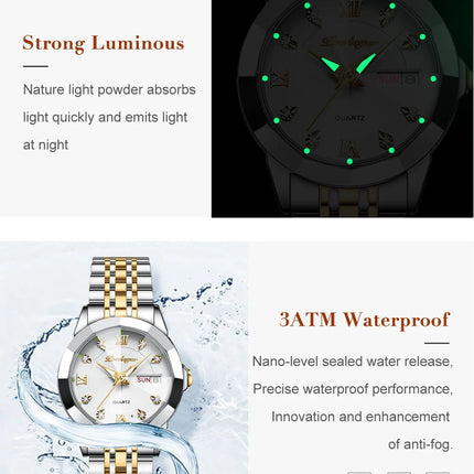 POEDAGAR orologi da donna di marca di lusso impermeabile luminoso data settimana orologio al quarzo per donna orologio da donna di moda in acciaio inossidabile platinumshop