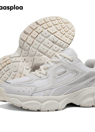 Baasploa Women Running Shoes Lightweight Breathable Sport Shoes Female Comfort White Casual Sneakers Height Increase Cushioning PlatiNum