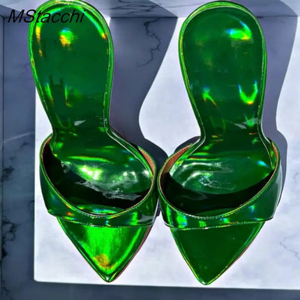Women's Stiletto Heel Open Toe Sandals, Starry Summer Style, with Dazzling Laser Colors, 2026