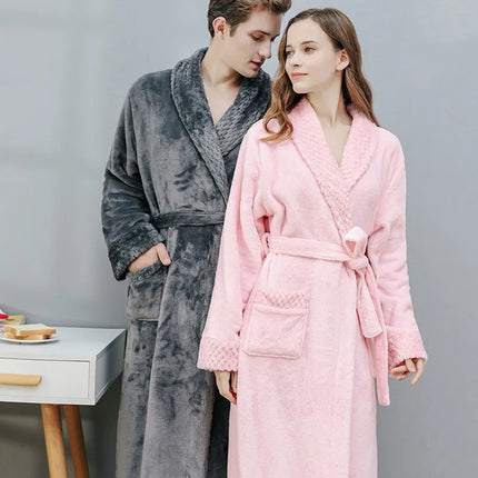 Donna Autunno e Inverno Caldo Lungo Velluto Corallo Spessore Coppia Accappatoi Da Bagno Uomo Donna Pigiama Doccia Accappatoio Asciugamani Da Bagno Per Adulti