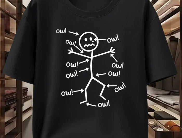 T-shirt Matchmaker Matchmaker Expression Pain Band "Oh!" T-shirt Print Round Neck Summer Comfort Casual Short Sleeve T-shirt
