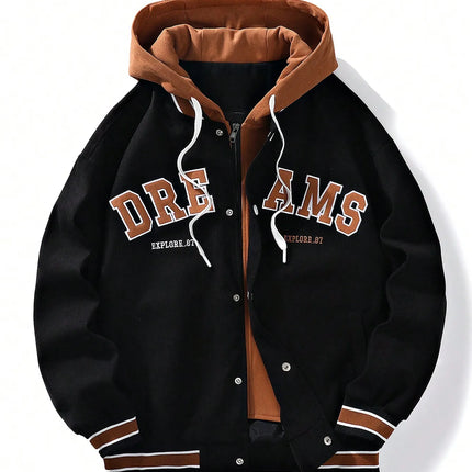 Men's Autumn New Brand All-match Student Letter Hooded Jacket Trendy Women High Quality Varsity Baseball Uniform Jacket