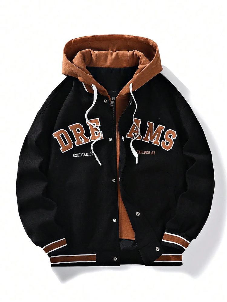 Men's Autumn New Brand All-match Student Letter Hooded Jacket Trendy Women High Quality Varsity Baseball Uniform Jacket