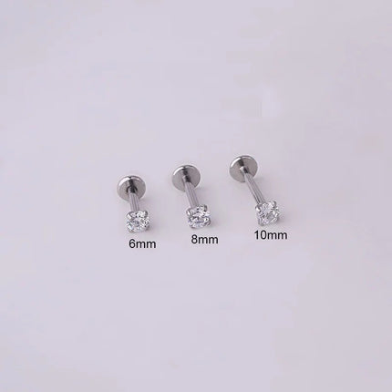 Orecchini a bottone per trago penetrante in acciaio inossidabile da 2 pezzi, orecchino per cartilagine elicoidale con labret di cristallo piccolo per gioielli per il corpo delle donne platinumshop