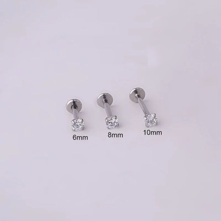 Orecchini a bottone per trago penetrante in acciaio inossidabile da 2 pezzi, orecchino per cartilagine elicoidale con labret di cristallo piccolo per gioielli per il corpo delle donne platinumshop