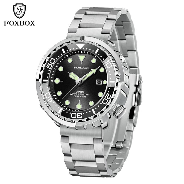 FOXBOX Top Brand Fashion Diver Watch Men 50ATM Waterproof Date Clock orologi sportivi orologio da polso al quarzo da uomo Relogio Masculino platinumshop