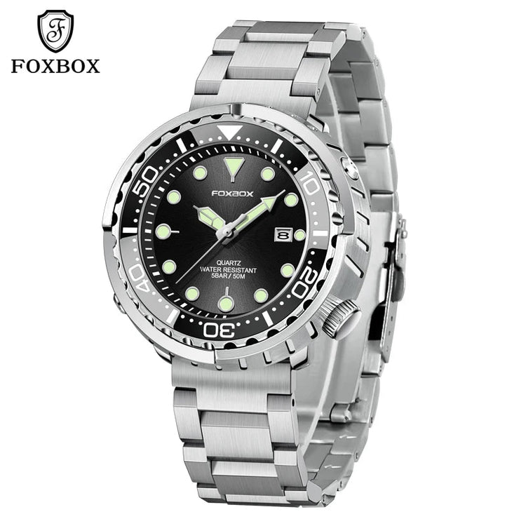 FOXBOX Top Brand Fashion Diver Watch Men 50ATM Waterproof Date Clock orologi sportivi orologio da polso al quarzo da uomo Relogio Masculino platinumshop