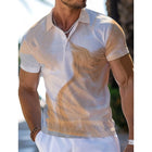 Polo a righe con texture stampata in 3D per uomo Modello sfumato colorato Abbigliamento da uomo Top con risvolto estivo T-shirt a maniche corte larghe