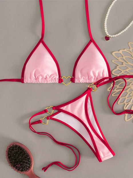 XS - L Halter Mini Micro Perizoma Bikini Donna Costumi da bagno Costume da bagno femminile Bikini a due pezzi Costume da bagno imbottito Costume da bagno V7595 PlatiNum