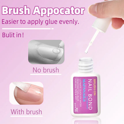 Nail Polish Adhesive, Brush-Equipped, Fast-Drying Glue, Suitable for Nail Salons for Attaching Rhinestones and Nail Pieces. High-Strength Nail Polish.