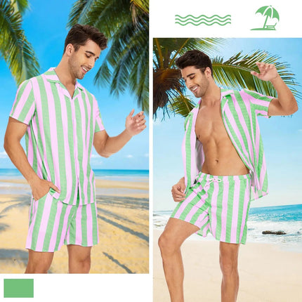 Camicia hawaiana da uomo per le vacanze al mare Set di pantaloncini a maniche corte da uomo Set da uomo casual ventilato in 2 pezzi con stampa strutturata platinumshop
