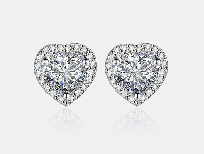 PERFANY 0.5CT-2CT Heart-Shaped Cut Moissanite Earrings For Women S925 Pure Silver Simulated Diamond Earrings Fashion Jewelry PlatiNum