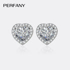 PERFANY 0.5CT-2CT Heart-Shaped Cut Moissanite Earrings For Women S925 Pure Silver Simulated Diamond Earrings Fashion Jewelry PlatiNum