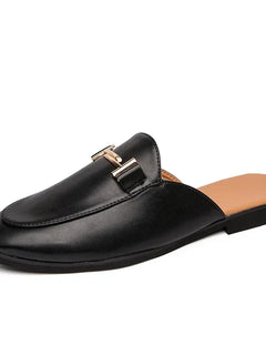 Mezze pantofole da uomo di moda 2022 Scarpe da uomo in pelle di alta qualità Muli classici Mezze scarpe antiscivolo Uomo Estate Mocassini bianchi