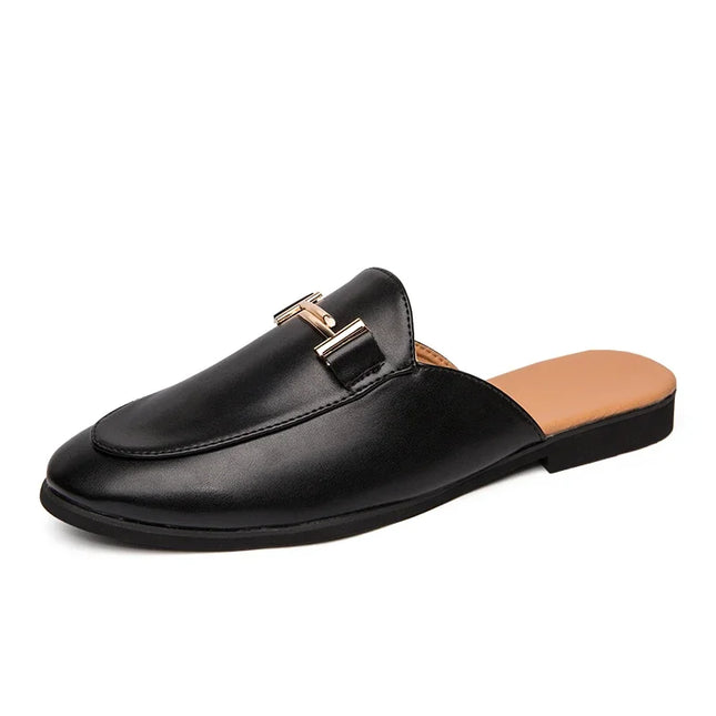 Mezze pantofole da uomo di moda 2022 Scarpe da uomo in pelle di alta qualità Muli classici Mezze scarpe antiscivolo Uomo Estate Mocassini bianchi