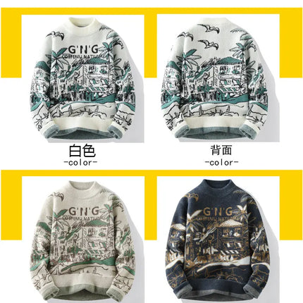 Men Knitted Sweater Stripe Pullovers Printing Round Neck Sweater Autumn/Winter Designer Quality Casual Men Clothing Jumper