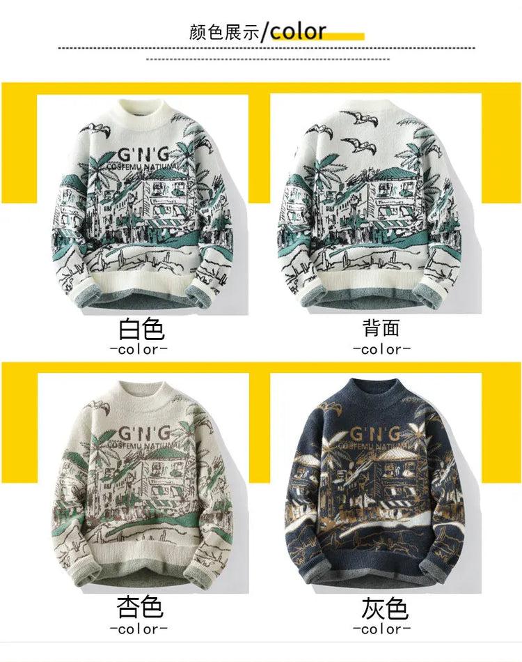 Men Knitted Sweater Stripe Pullovers Printing Round Neck Sweater Autumn/Winter Designer Quality Casual Men Clothing Jumper