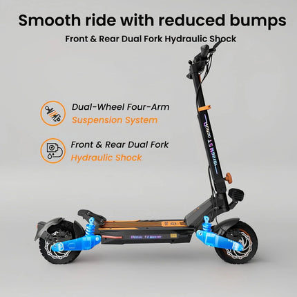 Monopattino Elettrico a Doppio Motore 2400W, Batteria 52V 20.8Ah, Autonomia 65km, Freno a Disco, Pneumatici da 10 Pollici, Pieghevole, Capacità di Carico 200kg