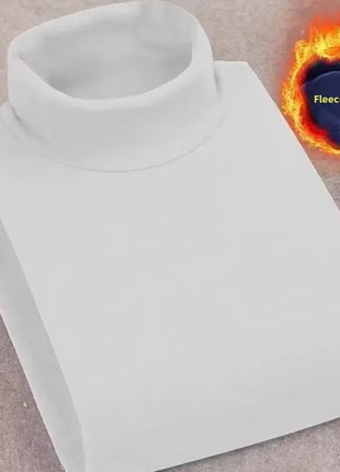 Double-Sided Fleece Long Sleeve T-Shirt Men's Autumn Winter Half High Collar Base Layer Heavyweight Warm Top Base Layer Shirt PlatiNum
