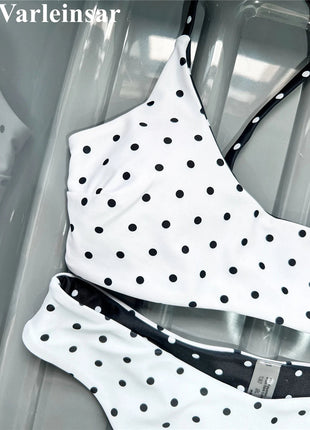 XS - L Nuovo Bikini Micro Thong a Pois da Donna, Costume da Bagno Due Pezzi, Set Bikini V7854 PlatiNum