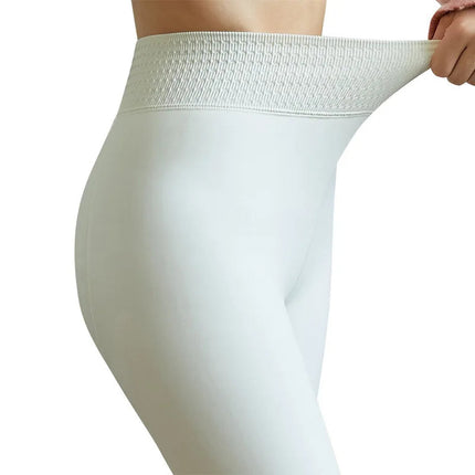 Women Winter Leggings White High Waist Tight Warm Legging Workout Thick Thermal Pantyhose Sexy Elasticity Fleece Stocking Female PlatiNum